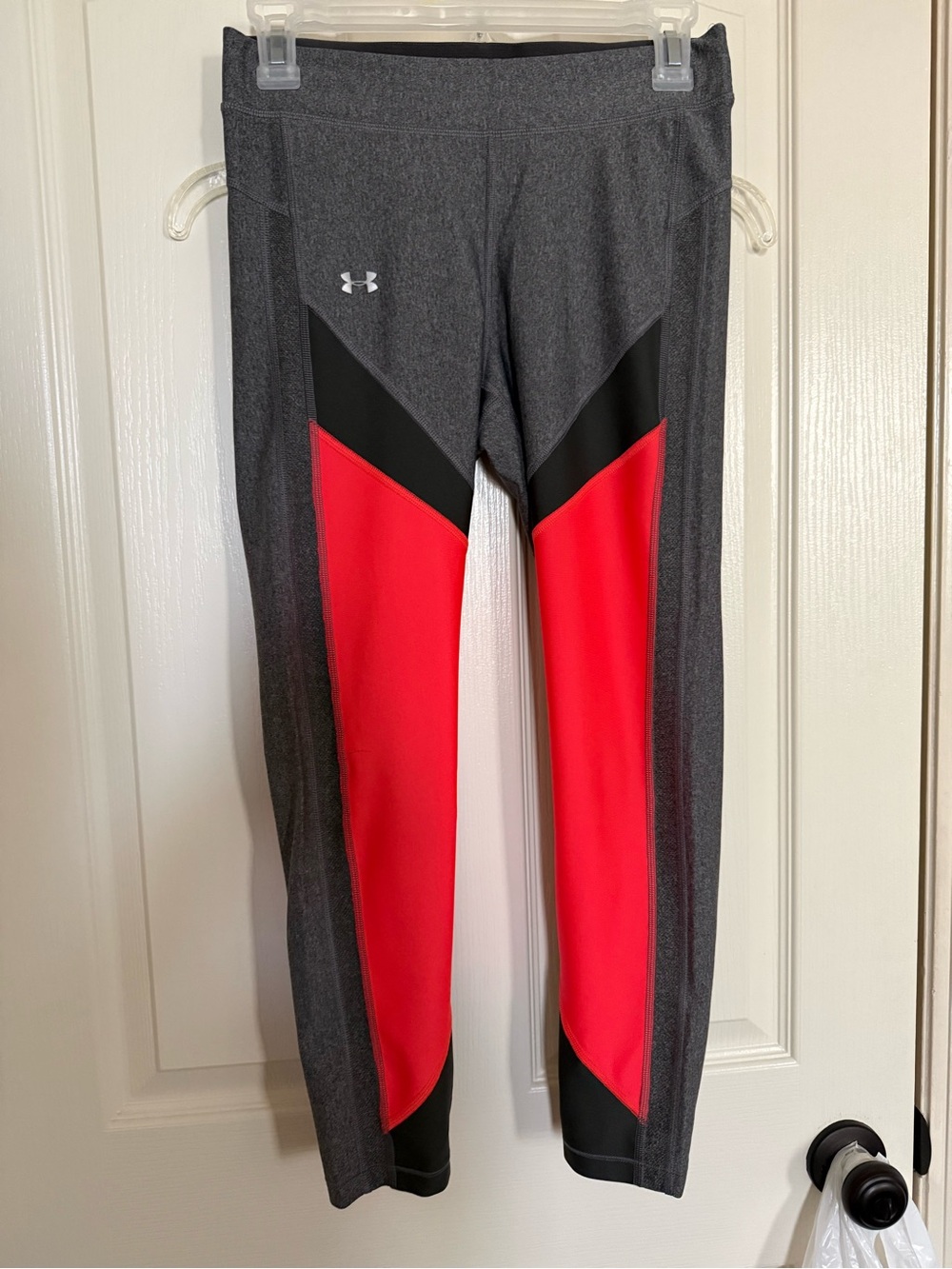 Under Armour Gray, Black & Orange Colorblock Leggings